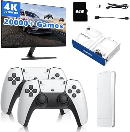 Retro Game Console, Retrogaming Console, Retro Game Console TV Stick Christmas 4K HDMI Output, 20000+ Games, 2.4G Wireless Game Controller, Toy Video Game M15