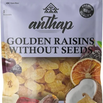 Anthap Golden Sultana Raisins without seed, No Sugar, Non GMO, Naturally Sweet & Juicy, Seedless for Easy Snacking, Golden Color for Premium Quality, High in Fiber & Antioxidants, 1kg