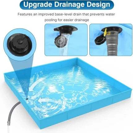 Portable Shower Pan, Foldable Camping Shower Base with Detachable Drain Pipe, 40" x 40" x 4" Outdoor Shower Floor for Beach, RV, Indoor Shower Stall