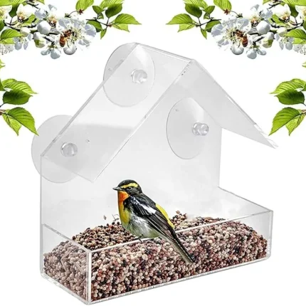 Transparent Window Acrylic Bird Feeders for Outdoors - Enhanced Suction Grip, Bird Watching for Cats, Outdoor Birdhouse Feeder S1