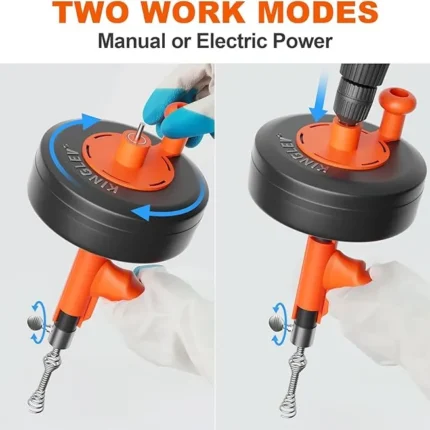 Drain Auger, Drain Snake With Drill Adapter, 25ft Plumbing Auger Heavy Duty Flexible Sink Steel Plumbing Auger Bathroom Hair Clog Removal Tool, Manual Or Powered - No auto retract or feed