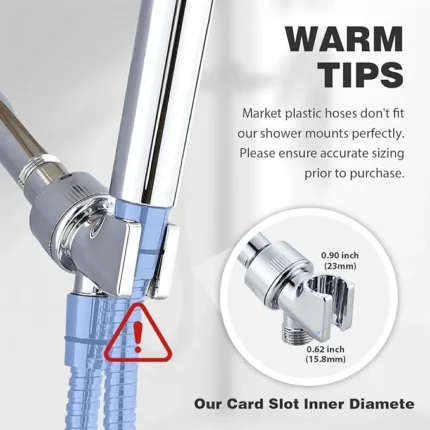 Adjustable Shower Head Holder for Handheld Shower Head Handheld Shower Head Holder with Universal Wall Hook Bracket and Metal Ball (Chrome)