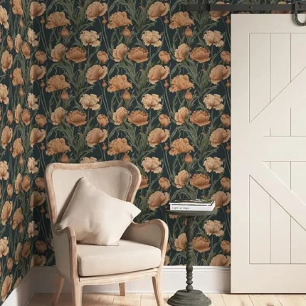 HeloHo Vintage Peel and Stick Wallpaper Floral Contact Paper for Cabinets Boho Flower Removable Self Adhesive Waterproof Thicken Eco-Friendly Wall Paper for Bedroom Bathroom 17.3×78.7