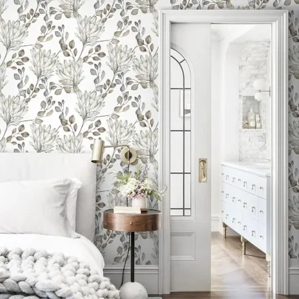 CiCiwind Floral Peel and Stick Wallpaper Boho Contact Paper Floral Leaf Self Adhesive Removable Botanical Textured Wall Paper for Bedroom Cabinets Drawer 17.3" × 78.7"