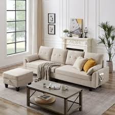 Leather Couch with Movable Ottoman